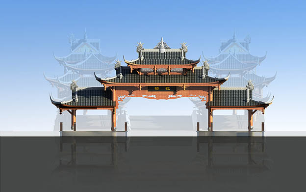 方案一門(mén)樓正立面效果